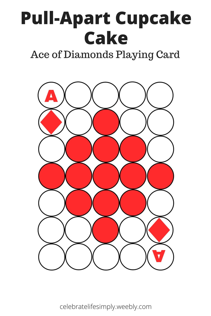 Ace of Diamond Playing Card Pull-Apart Cupcake Cake Template | Over 200 Cupcake Cake Templates perfect for all your party needs!