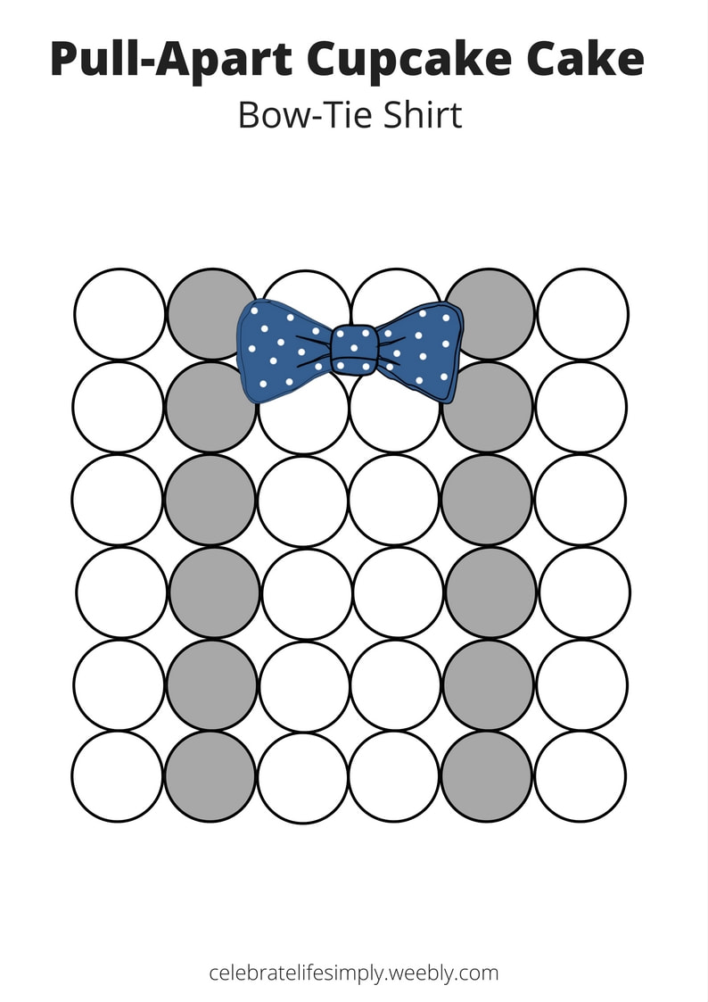 Shirt with a Bowtie Pull-Apart Cupcake Cake Template | Over 200 Cupcake Cake Templates perfect for all your party needs!