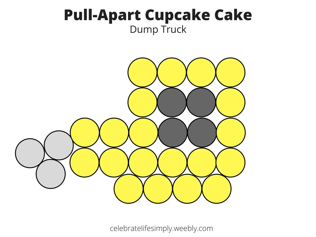 Dumptruck Pull-Apart Cupcake Cake Template | Over 200 Cupcake Cake Templates perfect for all your party needs!