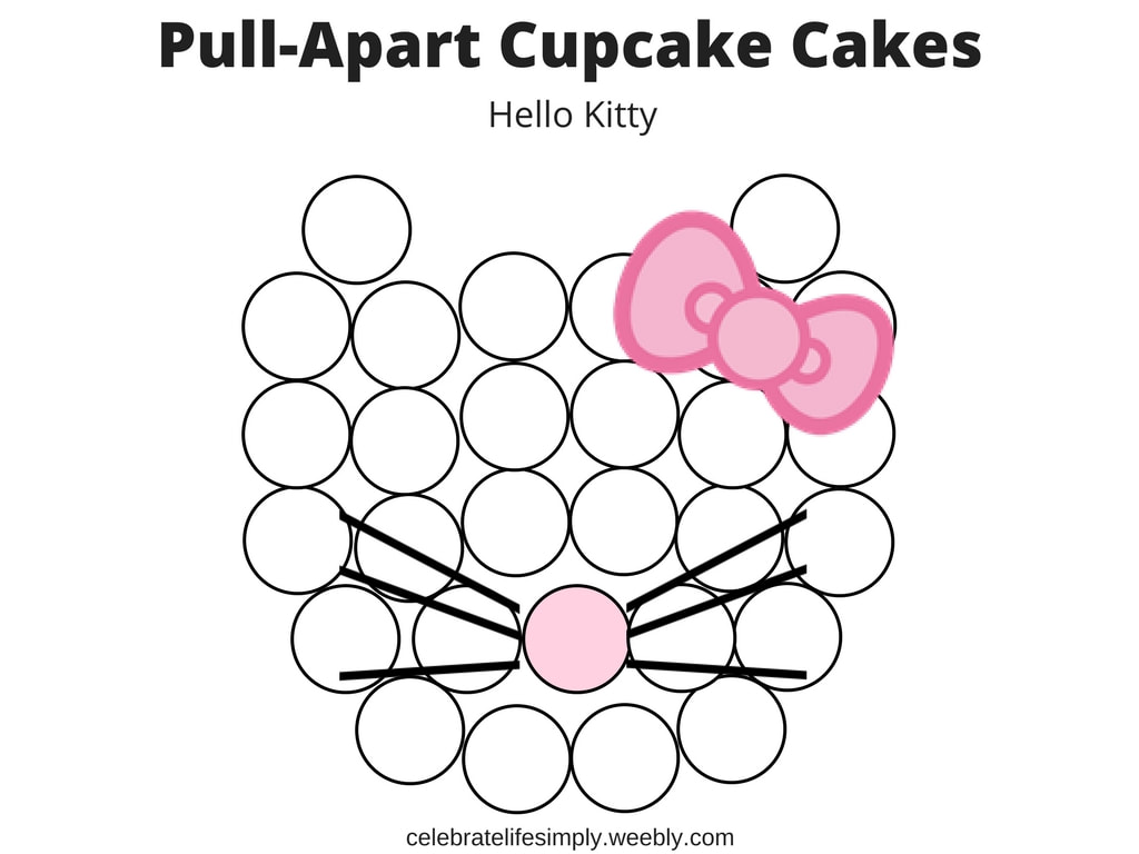 Hello Kitty Pull-Apart Cupcake Cake Template | Over 200 Cupcake Cake Templates perfect for all your party needs!