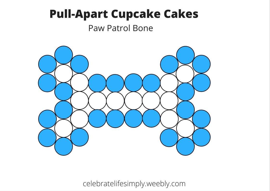 Blue Dog Bone Pull-Apart Cupcake Cake Template | Over 200 Cupcake Cake Templates perfect for Birthdays, Showers, Holidays or just because!
