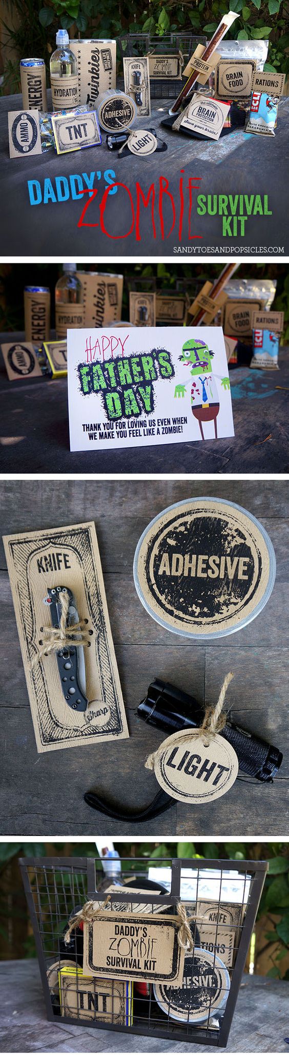 Dad's Zombie Survival Kit - DIY for a Father's Day Party.