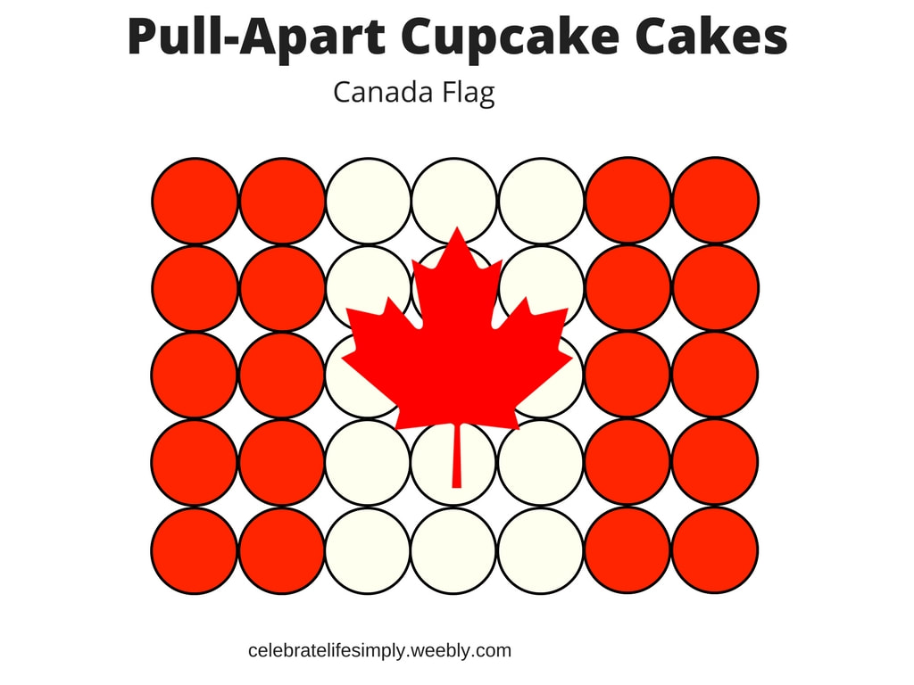 Canada Flag Pull-Apart Cupcake Cake Template
