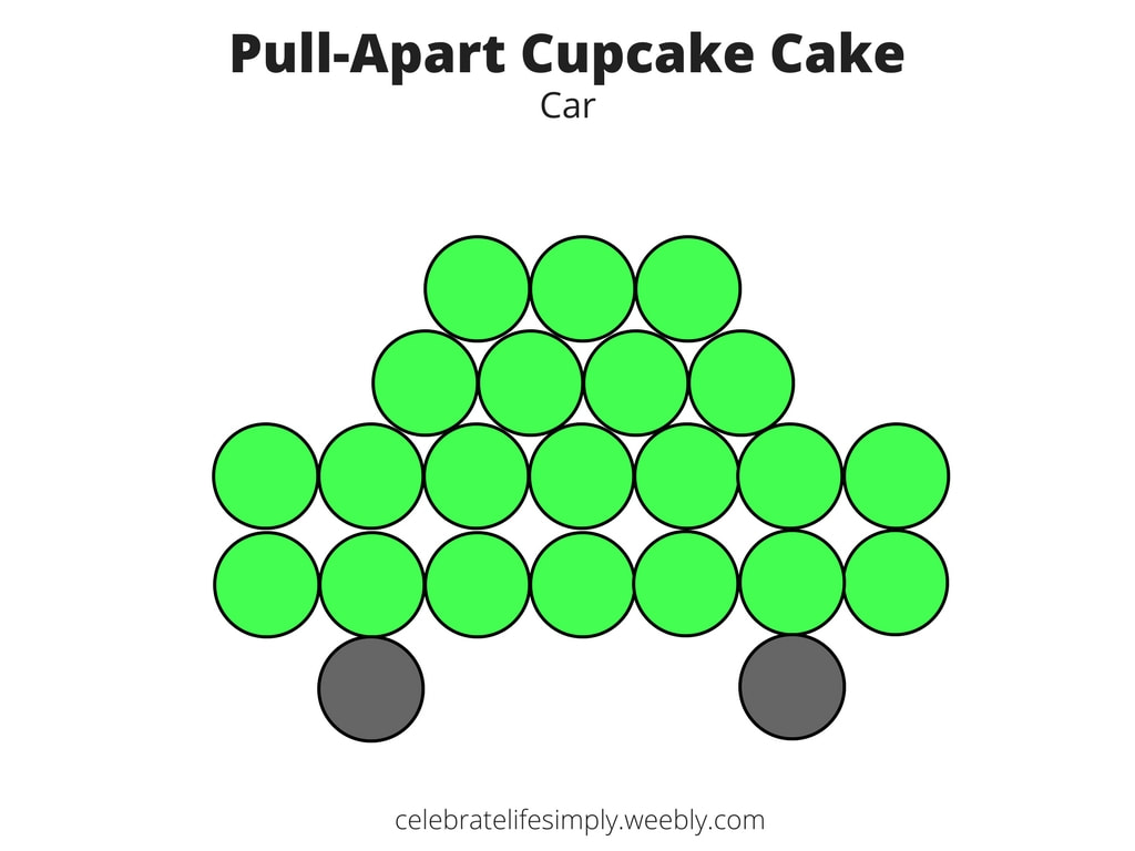 Car Pull-Apart Cupcake Cake Template | Over 200 Cupcake Cake Templates perfect for all your party needs!