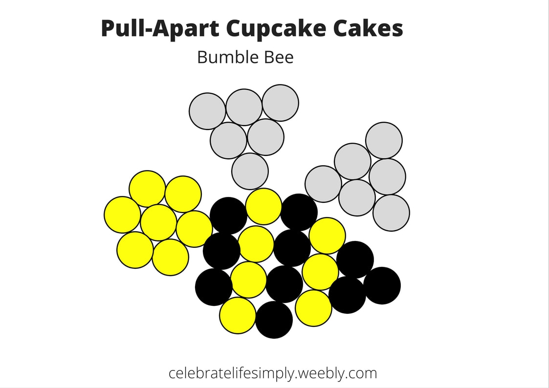 Bumble Bee with Wings Pull-Apart Cupcake Cake Template | Over 200 Cupcake Cake Templates perfect for Birthdays, Showers, Holidays or just because!