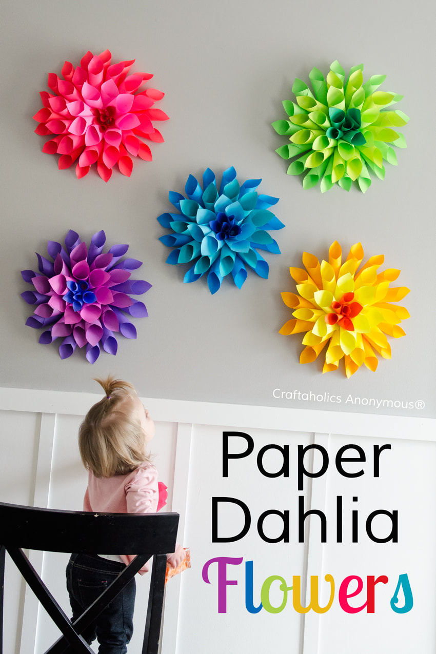 Rainbow Paper Dahlia Flowers