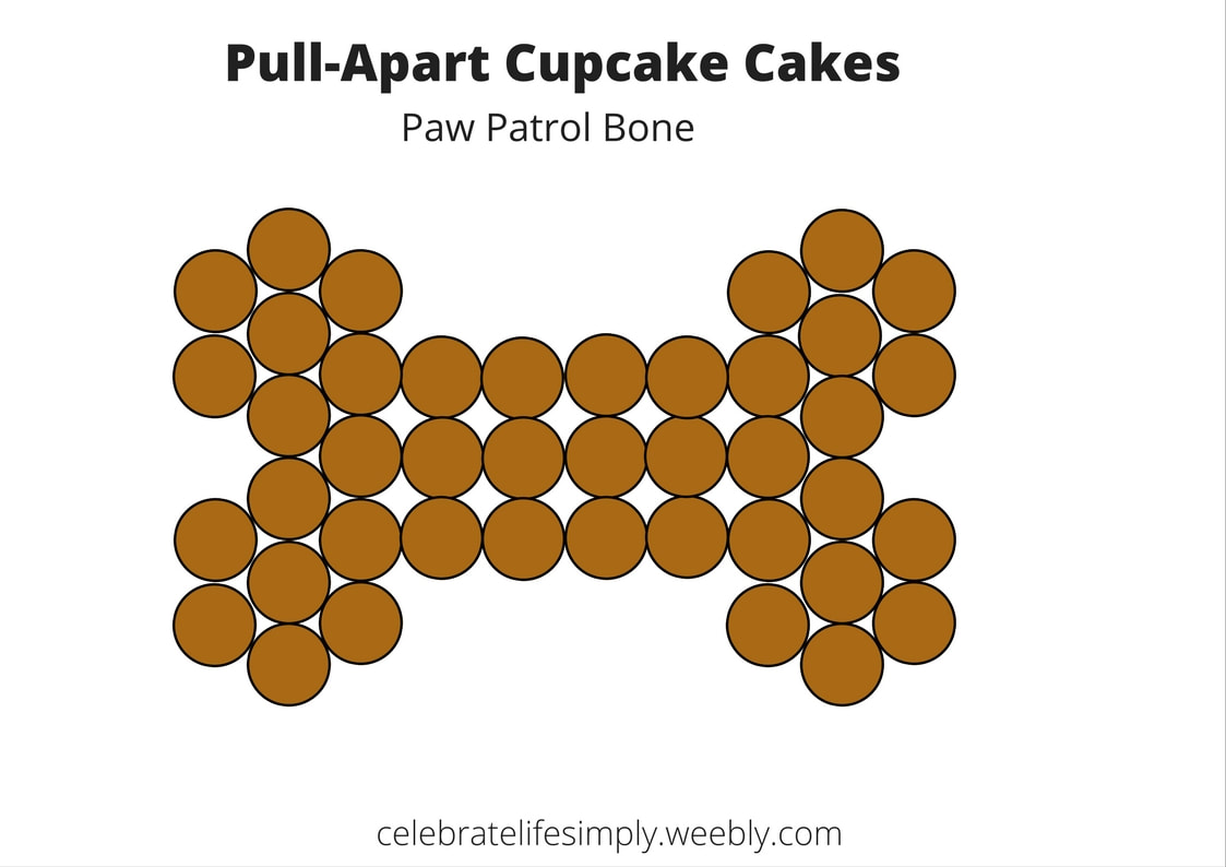 Dog Bone Pull-Apart Cupcake Cake Template | Over 200 Cupcake Cake Templates perfect for all your party needs!