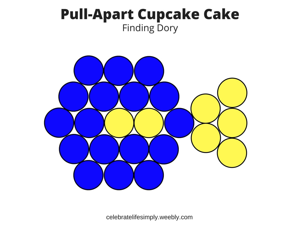 Dory Pull-Apart Cupcake Cake Template | Over 200 Cupcake Cake Templates perfect for all your party needs!