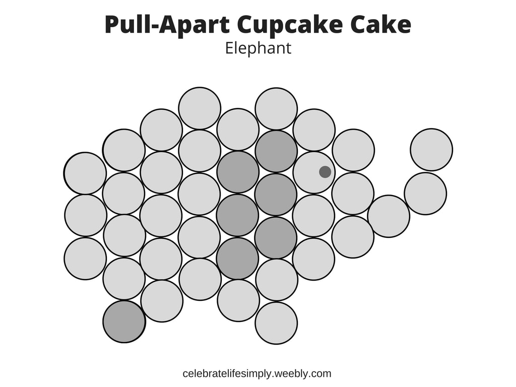 Elephant Pull-Apart Cupcake Cake Template | Over 200 Cupcake Cake Templates perfect for all your party needs!
