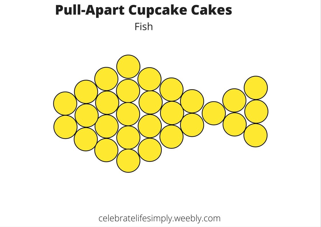 Fish Pull-Apart Cupcake Cake Template | Over 200 Cupcake Cake Templates perfect for Birthdays, Showers, Holidays or just because!