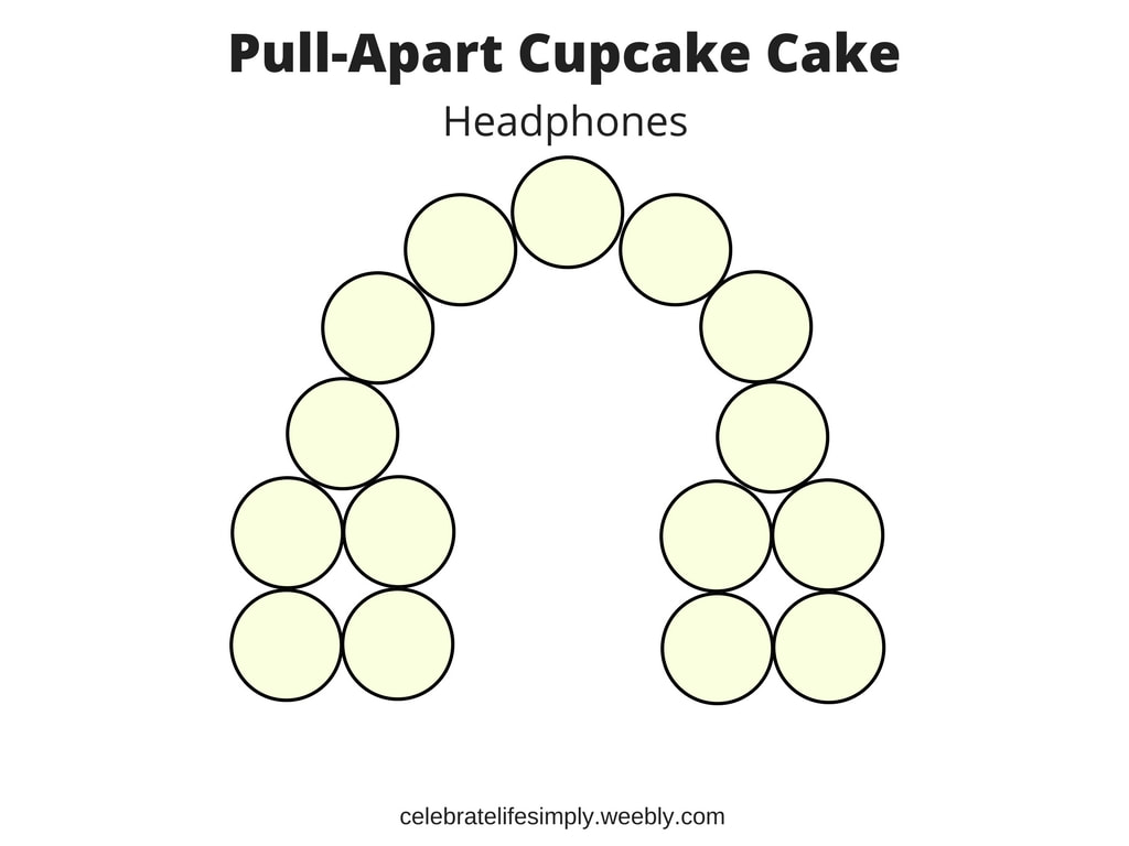 Headphones Pull-Apart Cupcake Cake Template | Over 200 Cupcake Cake Templates perfect for all your party needs!