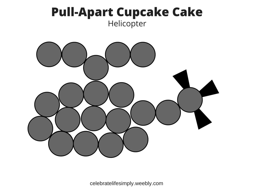 Helicopter Pull-Apart Cupcake Cake Template | Over 200 Cupcake Cake Templates perfect for all your party needs!