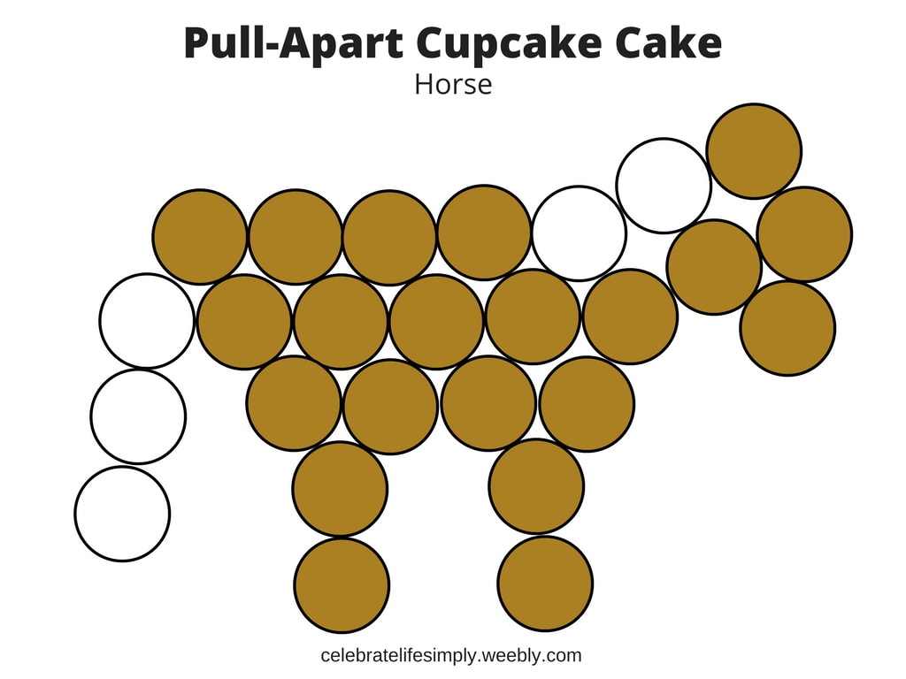 Horse Pull-Apart Cupcake Cake Template | Over 200 Cupcake Cake Templates perfect for all your party needs!