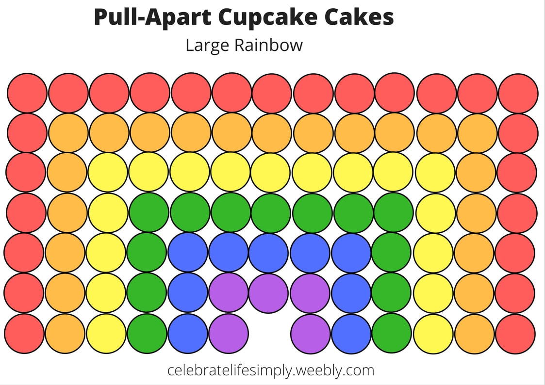 Rainbow (Large) Pull-Apart Cupcake Cake Template | Over 200 Cupcake Cake Templates perfect for all your party needs!