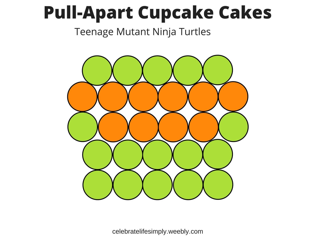 Teenage Mutant Ninja Turtle Pull-Apart Cupcake Cake Template | Over 200 Cupcake Cake Templates perfect for all your party needs!