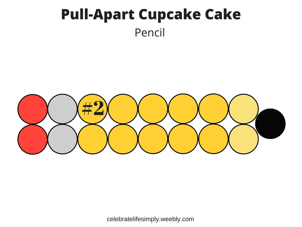 Pencil Pull-Apart Cupcake Cake Template