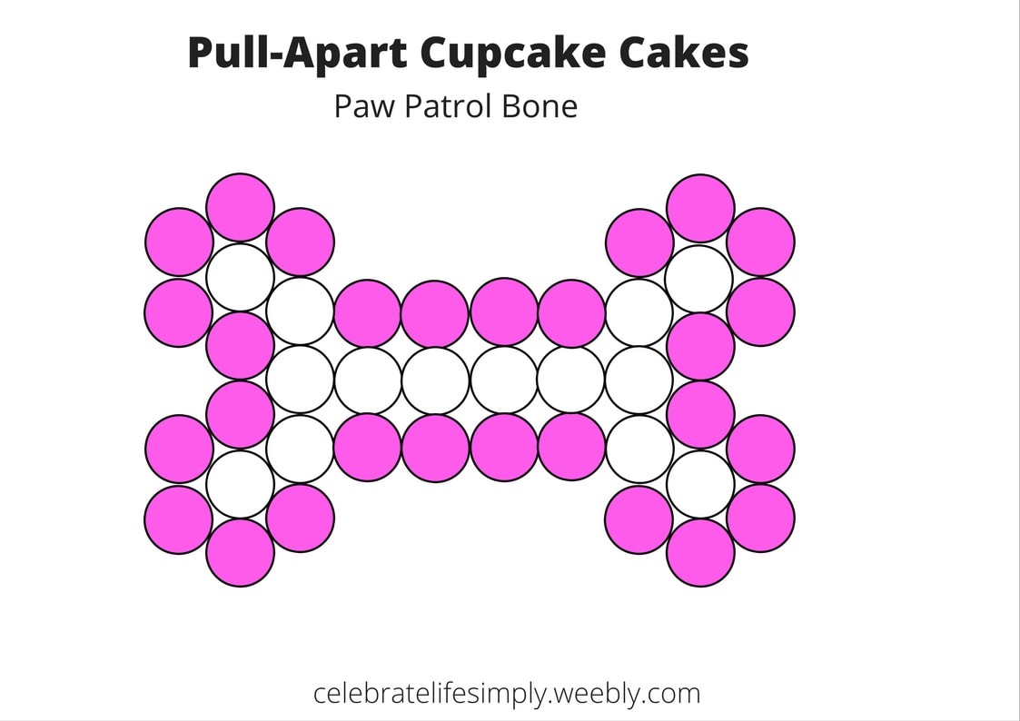 Pink Dog Bone Pull-Apart Cupcake Cake Template | Over 200 Cupcake Cake Templates perfect for Birthdays, Showers, Holidays or just because!
