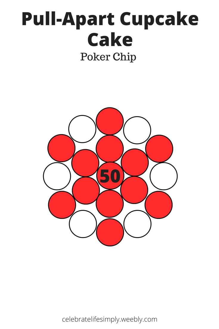 Poker Chip Pull-Apart Cupcake Cake Template | Over 200 Cupcake Cake Templates perfect for all your party needs!