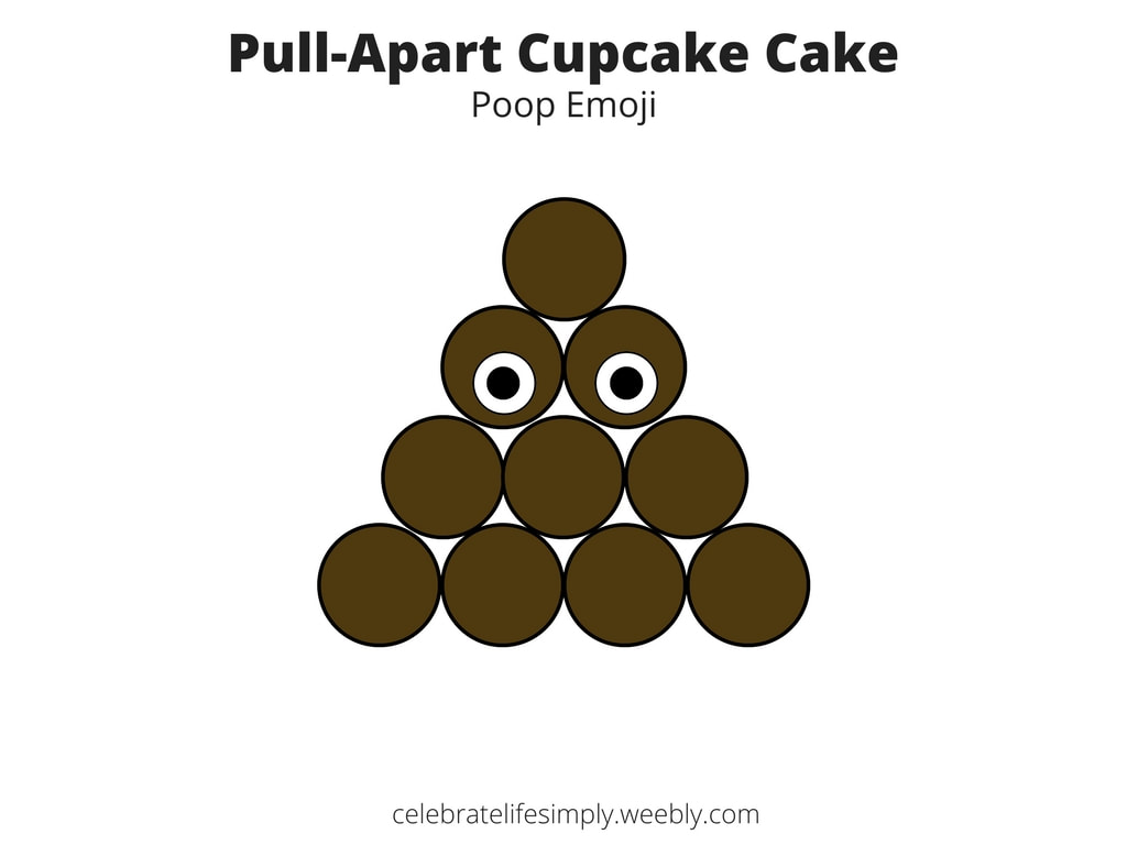 Emoji Poop Pull-Apart Cupcake Cake Template | Over 200 Cupcake Cake Templates perfect for all your party needs!