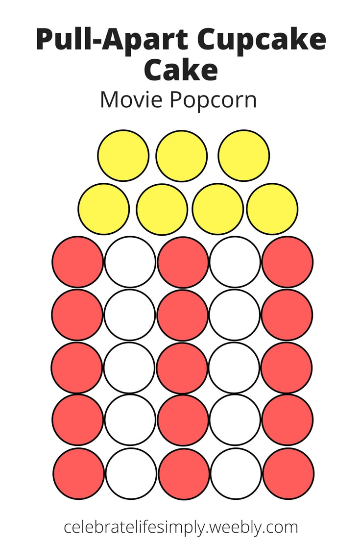 Popcorn Pull-Apart Cupcake Cake Template | Over 200 Cupcake Cake Templates perfect for all your party needs!