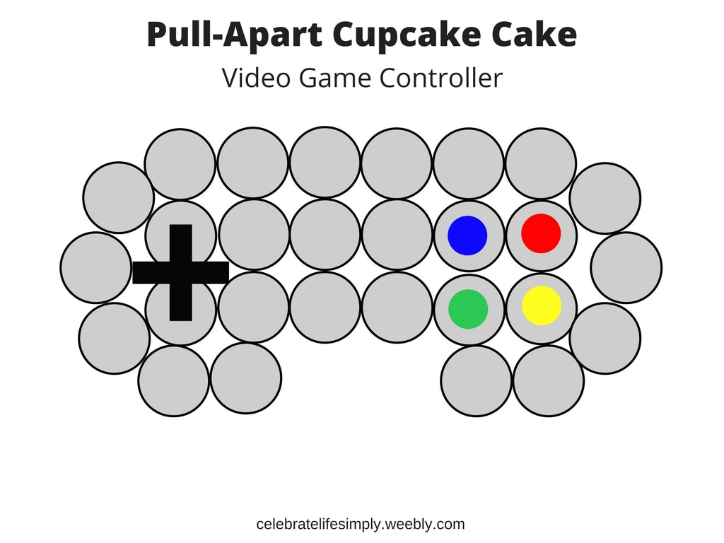 Video Game Controller Pull-Apart Cupcake Cake Template