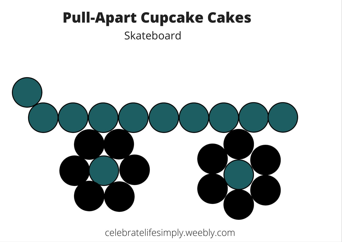 Skateboard Pull-Apart Cupcake Cake Template | Over 200 Cupcake Cake Templates perfect for all your party needs!