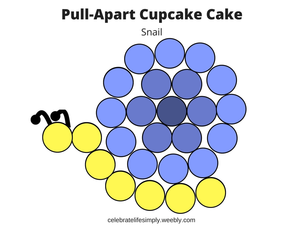 Snail Pull-Apart Cupcake Cake Template | Over 200 Cupcake Cake Templates perfect for Birthdays, Showers, Holidays or just because!