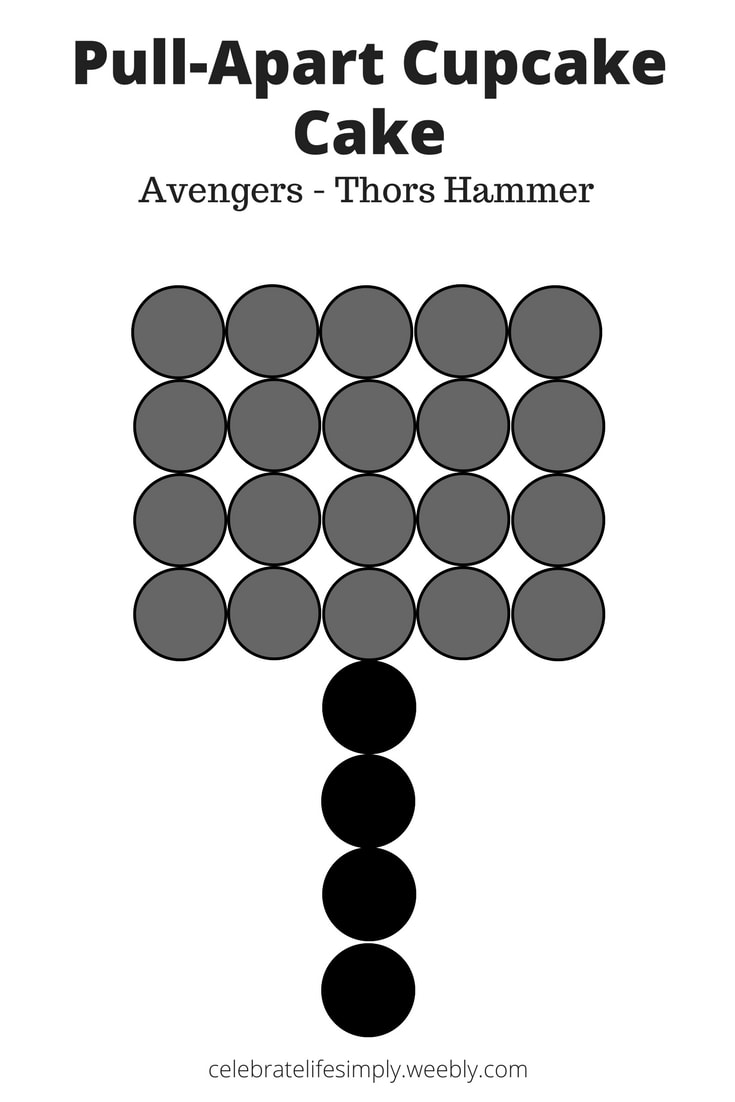 Avengers - Thor's Hammer Pull-Apart Cupcake Cake Template
