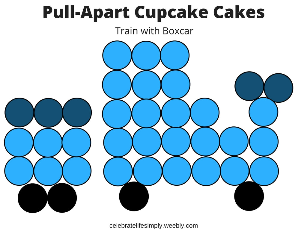 Train with Boxcar Pull-Apart Cupcake Cake Template | Over 200 Cupcake Cake Templates perfect for all your party needs!