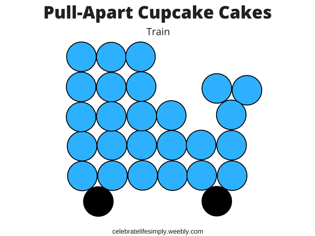 Train Pull-Apart Cupcake Cake Template | Over 200 Cupcake Cake Templates perfect for all your party needs!