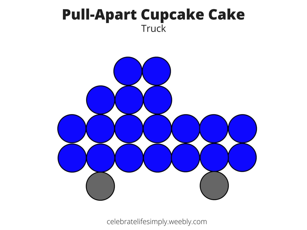 Truck Pull-Apart Cupcake Cake Template | Over 200 Cupcake Cake Templates perfect for all your party needs!