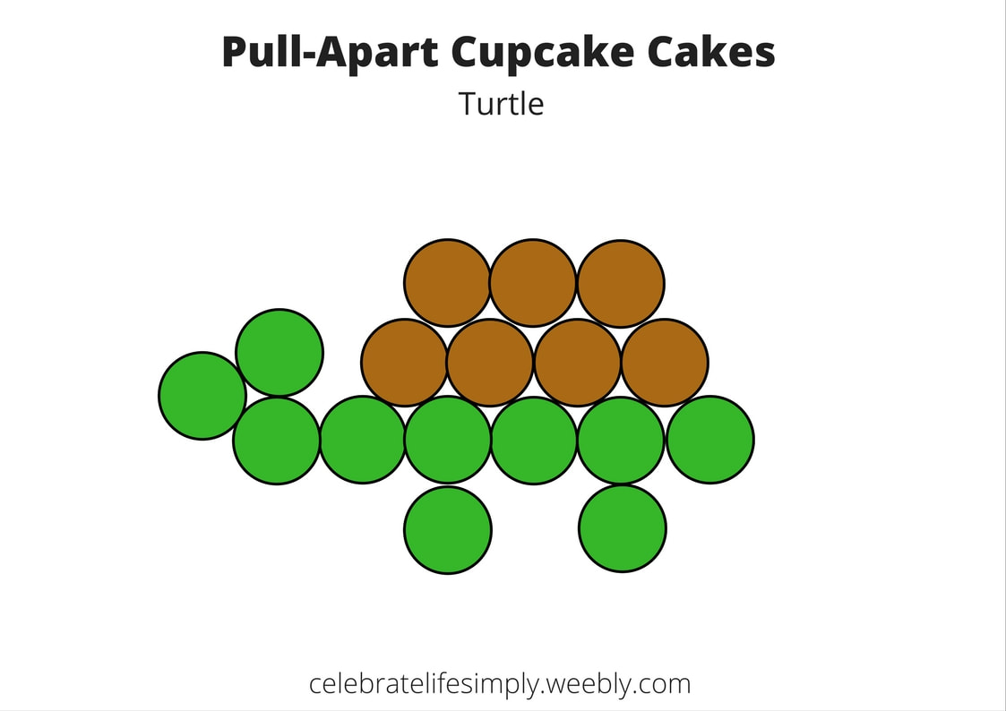 Turtle Pull-Apart Cupcake Cake Template | Over 200 Cupcake Cake Templates perfect for Birthdays, Showers, Holidays or just because!