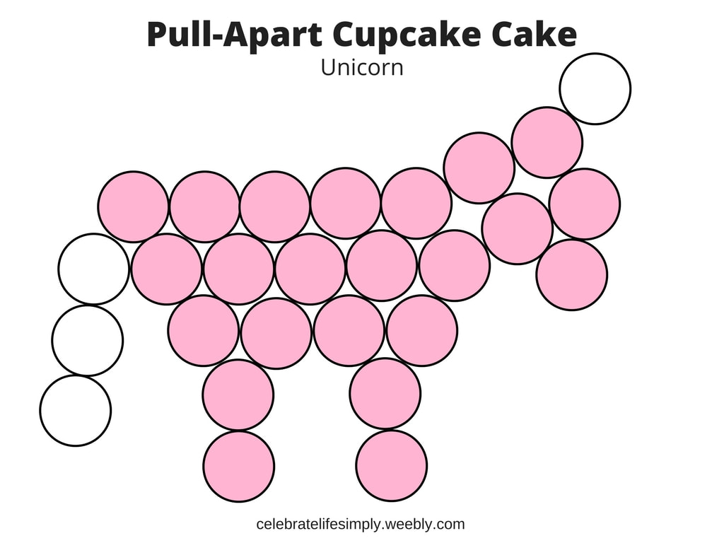 Unicorn Pull-Apart Cupcake Cake Template | Over 200 Cupcake Cake Templates perfect for all your party needs!
