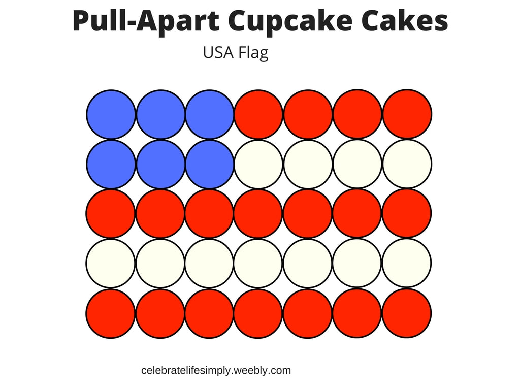 USA Flag Pull-Apart Cupcake Cake Template