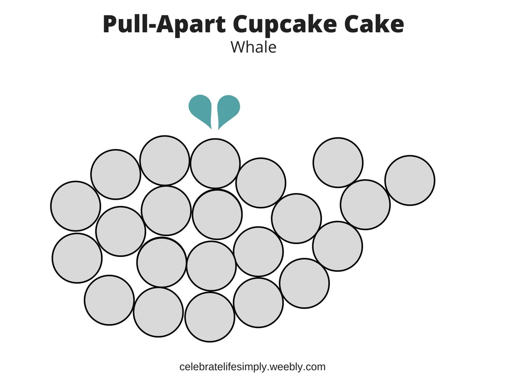 Whale Pull-Apart Cupcake Cake Template | Over 200 Cupcake Cake Templates perfect for Birthdays, Showers, Holidays or just because!