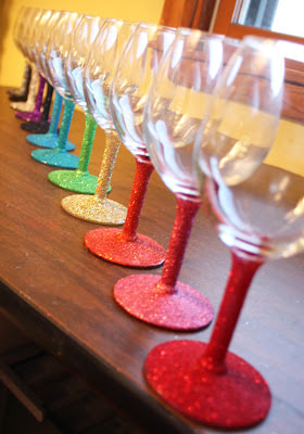 Glittered Stem Wine Glasses!